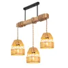 Holz Pendelleuchte 3-flammig Rattan, Boho Hängelampe für Produktbild-Vorschau 1