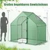 A diagram showing the dimensions of a green greenhouse, with a silhouette of a person for scale. Podgląd zdjęcia produktu
