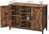 A detailed view of a rustic-style sideboard with dimensions indicated. Náhled obrázku produktu