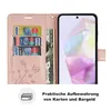 A pink wallet-style phone case with card slots and a phone screen visible. Produktbild-Vorschau