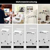 A collage showing different uses of a mobile standing desk and close-ups of the desk's design. Podgląd zdjęcia produktu