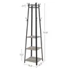 A coat rack with shelves and dimensions labeled. Produktbild-Vorschau