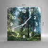 Wanduhr - Quadrat - Glasuhr - Wald Dämmerung die Sonne - Produktbild-Vorschau 3