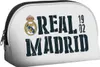 A white cosmetic bag with the Real Madrid logo and text printed on it. Produktbild-Vorschau