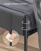 Close-up view of a bed frame with text overlays highlighting features. Produktbild-Vorschau