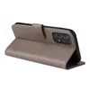 A gray flip cover case for a Samsung Galaxy A53 5G phone, shown from the side with the cover open. Produktbild-Vorschau