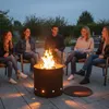 Relaxdays – palenisko w kształcie beczki, stal cortenowa, Podgląd zdjęcia produktu 2