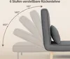 A sofa with adjustable backrest angles indicated by an arc and degree markings. Anteprima dell’immagine prodotto