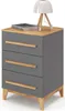 A modern gray nightstand with wooden accents and legs, topped with a book and a small lamp. Náhled obrázku produktu
