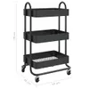 vidaXL 3-Etagen-Wagen Schwarz 43x34x79 cm Stahl Produktbild-Vorschau 7