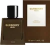 A bottle of Burberry Hero perfume and its packaging are displayed side-by-side against a light gray background. Produktbild-Vorschau