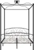 A black metal canopy bed frame shown from the front on a white background. Podgląd zdjęcia produktu