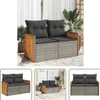 The Living Store Gartensofa 2-Sitzer mit Kissen Grau Poly Produktbild-Vorschau 1