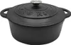 A black cast iron pot with a lid. Voir les images du produit