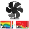 A product image showing a stove fan and two diagrams illustrating heat distribution with and without the fan. Anteprima dell’immagine prodotto