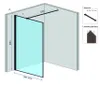 A diagram showing the installation of a shower wall, with dimensions and component labels. Produktbild-Vorschau