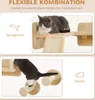A collage of two images showing a cat on a cat tree and another cat climbing on a cat tree, with text overlays describing features. Náhled obrázku produktu