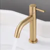 Gebürsteter Gold-Badezimmerhahn, Einhebel-Waschtischarmatur Produktbild-Vorschau 2