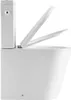 Side view of a white toilet with the lid and seat raised. Produktbild-Vorschau