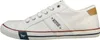 A side view of a white canvas sneaker with a tan heel accent. Produktbild-Vorschau