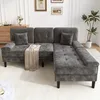 Merax L-Form Ecksofa mit Schlaffunktion, 3-Sitzer Chenille Produktbild-Vorschau 5