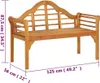 A wooden garden bench with dimensions indicated. Náhled obrázku produktu