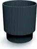 A dark gray ribbed plastic planter pot is shown against a white background. Voir les images du produit