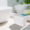 A white recycling bin with three compartments is placed next to a white bathtub in a bright, sunlit bathroom. Náhľad obrázku produktu