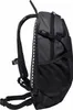 A side view of a black backpack against a white background. Voir les images du produit
