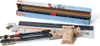 A product shot of a TV wall mount kit, including the mount itself, packaging, and accessories, laid out on a white background. Produktbild-Vorschau