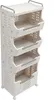 A white, four-tier folding storage cart with wheels. Náhled obrázku produktu