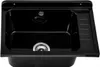 A black sink basin with a drain and faucet hole, shown from a front-facing angle. Produktbild-Vorschau