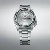 A studio shot of a silver Seiko 5 Sports watch. Produktbild-Vorschau