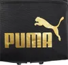 A close-up view of the PUMA logo and brand name on a black product. Produktbild-Vorschau
