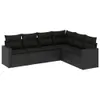 vidaXL 6-tlg. Garten-Sofagarnitur mit Kissen Schwarz Poly Produktbild-Vorschau 1