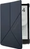A dark blue PocketBook e-reader cover is shown partially covering an e-reader. The cover is folded in a geometric pattern, and the e-reader screen displays the number '4'. Náhľad obrázku produktu