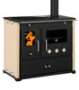 A freestanding wood-burning stove with an oven and ceramic hob. Náhled obrázku produktu