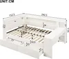 A white bed frame with dimensions indicated by measurement lines and numbers. Produktbild-Vorschau