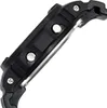 A close-up side view of a black digital watch with silver buttons. Produktbild-Vorschau