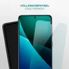 A smartphone screen protector and case are shown next to a smartphone. Produktbild-Vorschau