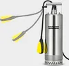 A Kärcher cistern pump is shown against a plain white background, with its float switch depicted in three different positions. Anteprima dell’immagine prodotto