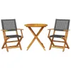 3-tlg. Bistro-Set Schwarz Poly Rattan und Massivholz Produktbild-Vorschau 1