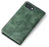 A green flip case for a smartphone is shown at an angle on a white background. Produktbild-Vorschau