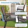 Outdoor garden chairs with text highlighting comfort features. Produktbild-Vorschau