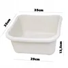 A white plastic basin with dimensions indicated by text overlays. Anteprima dell’immagine prodotto