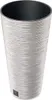 A tall, textured silver planter with a black interior. Produktbild-Vorschau