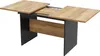 A rectangular dining table with a wood-grain finish and black legs, shown in an extended state. Anteprima dell’immagine prodotto
