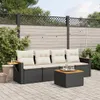 5-tlg. Garten-Sofagarnitur mit Kissen Schwarz Poly Rattan Produktbild-Vorschau 2