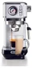 A white and silver espresso machine with a black base, brewing coffee into two glasses. Podgląd zdjęcia produktu