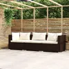 vidaXL 3-Sitzer-Sofa mit Kissen Braun Poly Rattan Produktbild-Vorschau 2